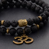 TCC™ Natural Volcanic Lava Stone Om Buddha Bracelet